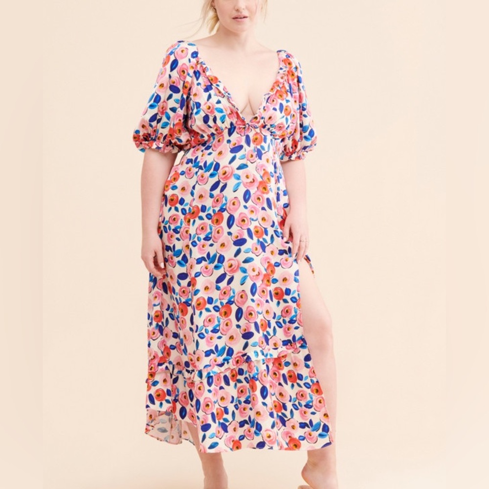 For love and lemons Gianna Midi Dress in Pink Print